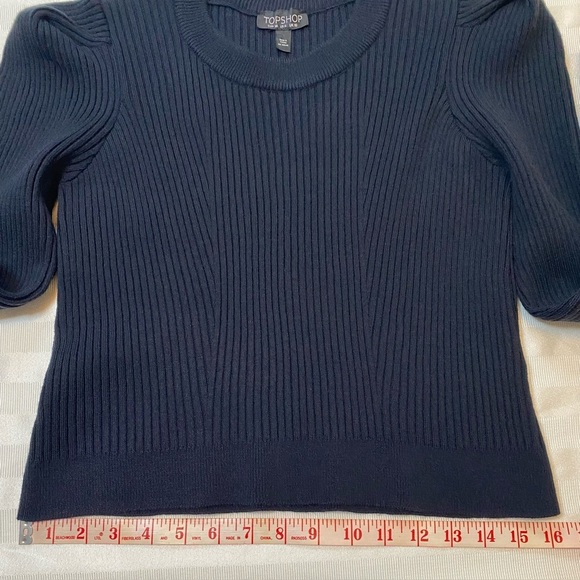 TOPSHOP Women’s Dark Navy Ribbed Long Sleeve Sweater Sz 6 - Picture 4 of 12